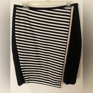 Black and white strip pencil skirt.